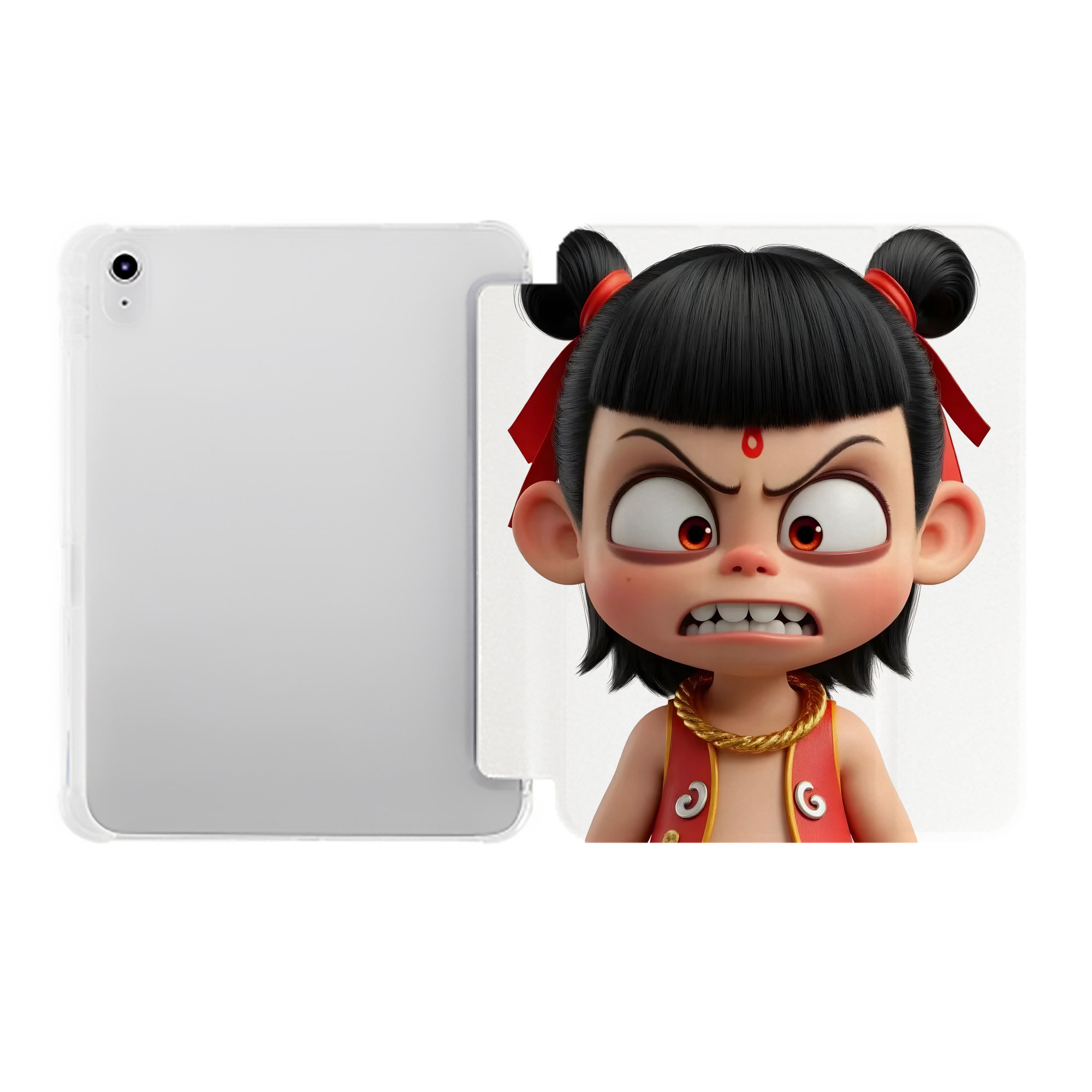 （画像用） Ne Zha 2 ナタ 魔童の大暴れ IPad ケース ペン収納付き 三つ折りスタンド PUレザー×シリコン 対応機種9.5/10.5/10.9インチ